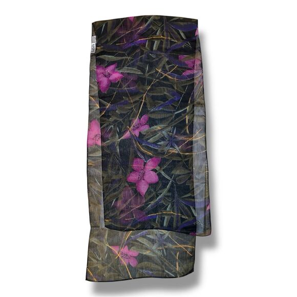 Black & Purple Rectangular Scarf 66” X 14.5” Women Scarve - Picture 2 of 3